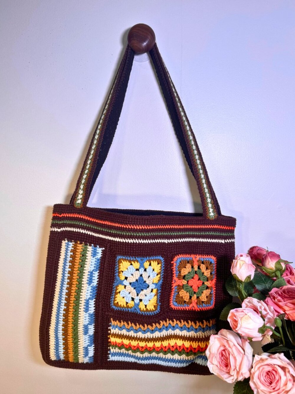 Handcrocheted Hazel Patchwork Crochet Tote